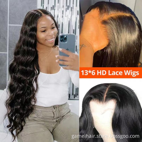 For Black Women Wholesale Raw Indian Virgin Body Wave Human Hair Hd Lace Front Wig Cheap Full Transparent 360 Lace Frontal Wig